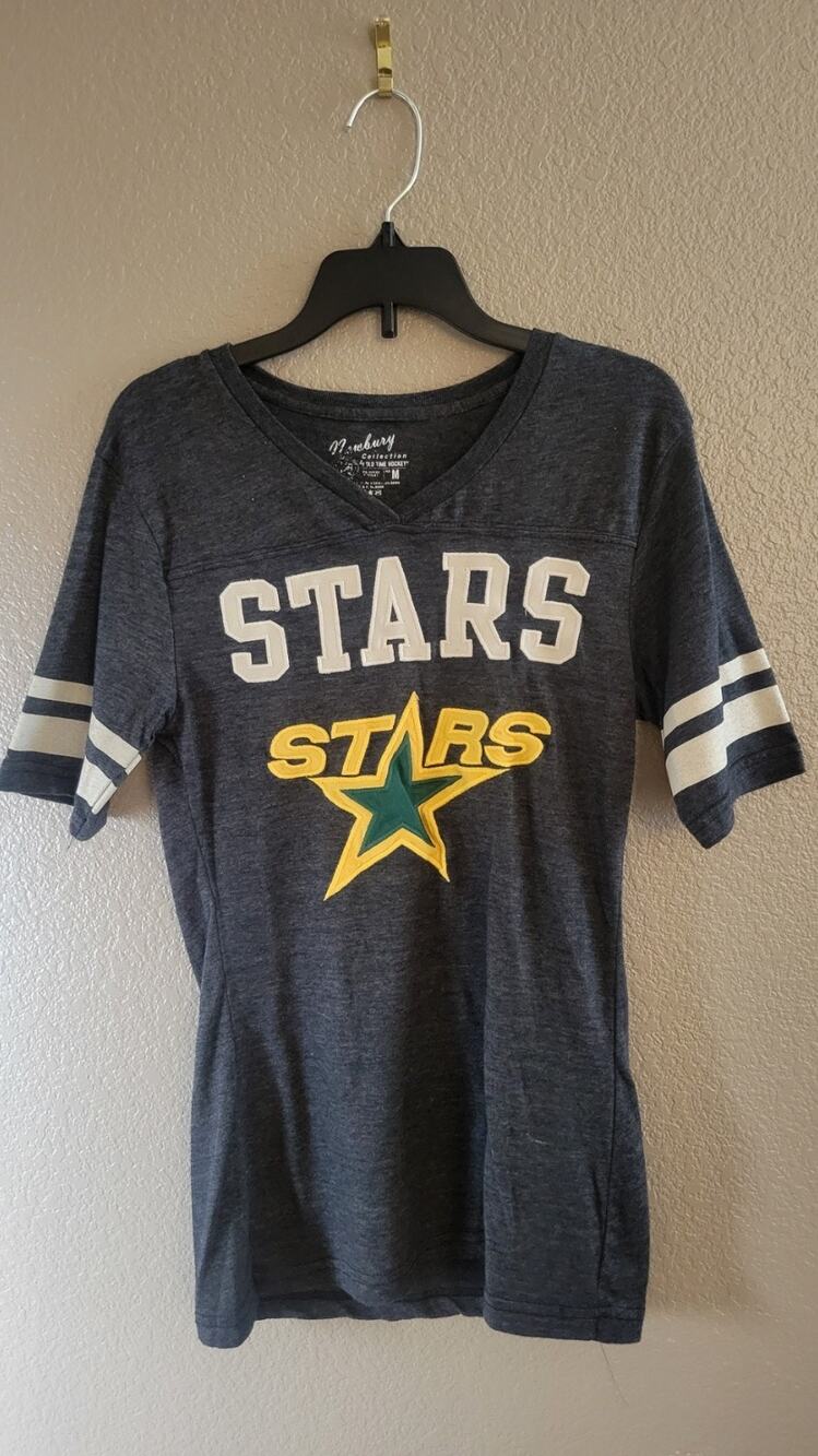 Dallas Stars NHL Licensed Women's V-Neck Jersey Tee Newbury Old Time Hockey Sz M
